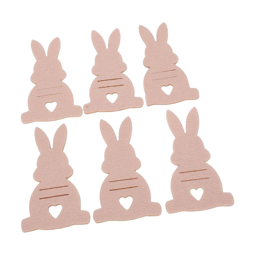 6PCS Easter Bunny Money Holders Funny Felt Cash Holder Card for Banknote Storage Party Decoration Cream Color