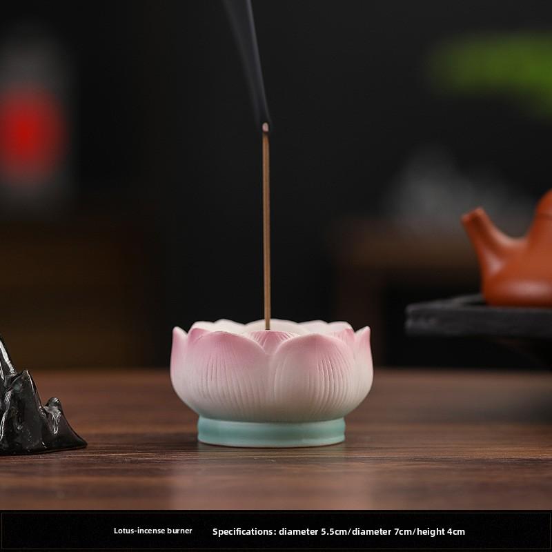

Lotus Shape Ceramic Incense Burner for Zen Meditation Relaxation Home Yoga Space Aromatherapy Scented Gift