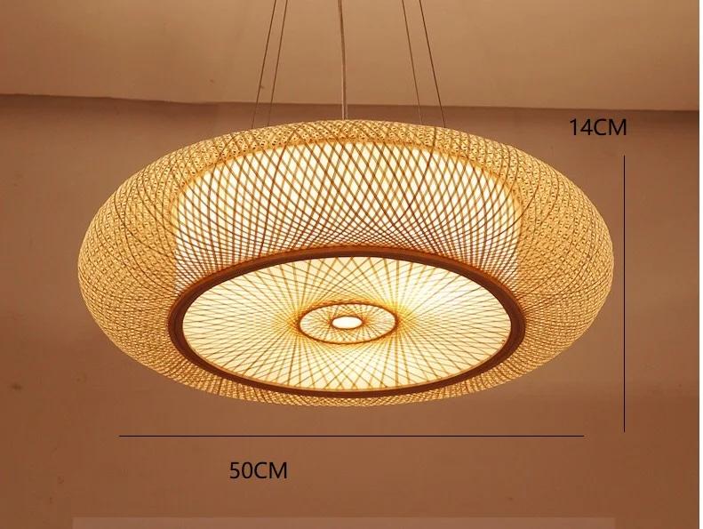 Round Natural Handmade Retro Classics Wicker Hand-woven Bamboo Pendant Light Rattan Pendant Light Bamboo Hanging Lampshade