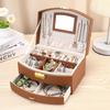 Portable Jewelry Organizer Box With Handle - Modern Minimalist Leather Storage Case Earrings Rings Necklaces 20x16x10.5cm