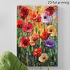 Vintage Colorful Poppy Flowers Mosaic Style Metal Tin Sign Retro Floral Wall Art Decor for Home Garden