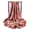 90cm Floral Print Silk Square Scarf Women Soft Satin Kerchief Hairband Neckerchief Head Hijab Lady Headband Foulard Bag Ribbon