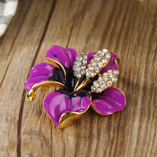 Broche Femme élégante En Cristal Coloré - Alliage, Dimensions 5,5 X 3,5 Cm - Pour Mariage, Soirée, Quotidien - 9