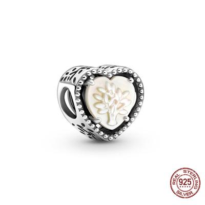 100 % 925 Sterlingsilber Charms Herzförmig und Baum-Perlen Passen Mode Charm Armband Herstellung Für Frauen DIY Modeschmuck
