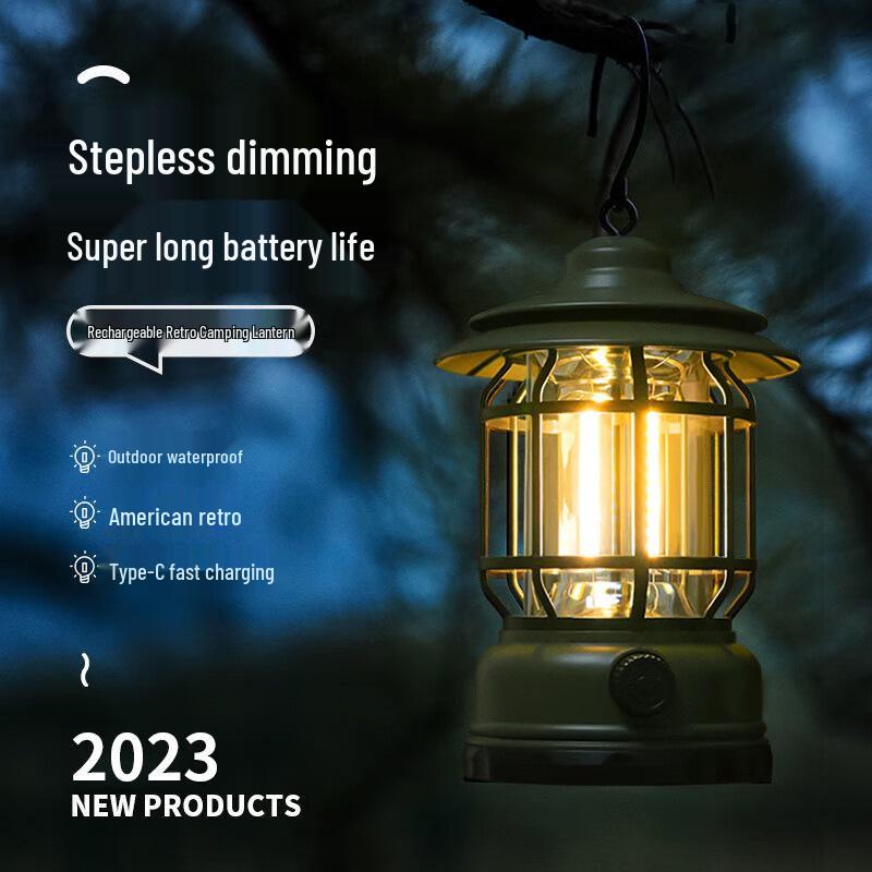 Vintage Rechargeable Camping Lantern: Portable Outdoor Hurricane Lamp for Tent & Atmosphere Lighting