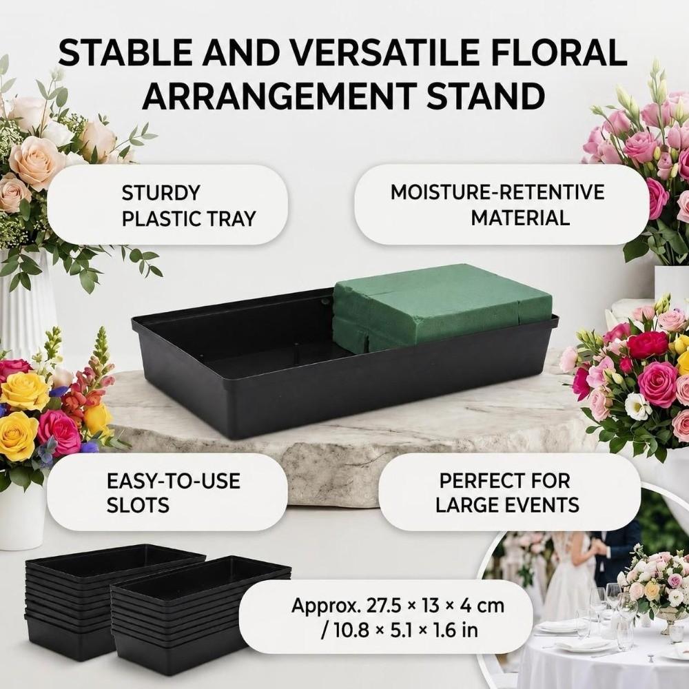 10PCS Plastic Floral Foam Tray Rectangular Centerpiece Holder Flower Display Tray Home Decor