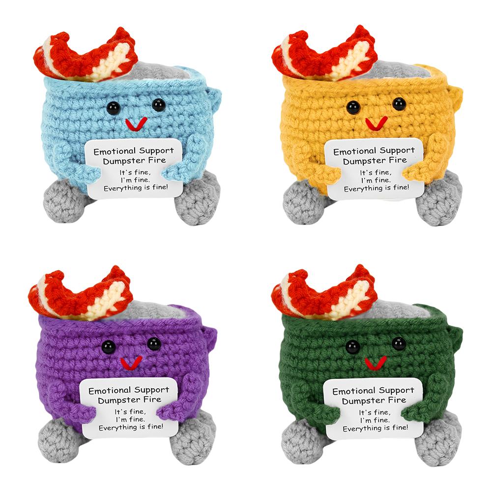 Häkeln Müllcontainer Feuer Niedlich Humorvoll Emotionale Unterstützung Dekoration Geschenk für Zuhause und Büro Fröhliches Accessoire