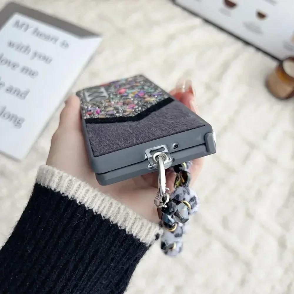 Wrist Strap Phone Case for Samsung Galaxy Z Fold 6 5 4 Fold6 Fold5 Fold4 Fold3 5G Plastic Hard Shell Protective Cover