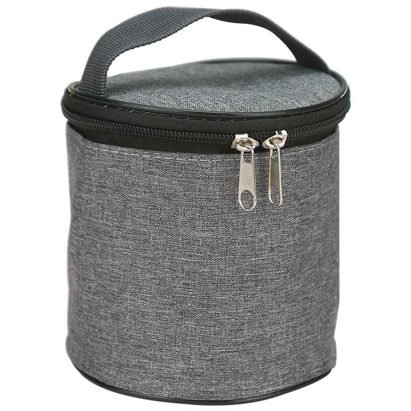 

1 Pc of thermal insulation waterproof canvas tote bag, aluminum foil thickened warmth with lunch box, portable lunch storage bag Round