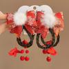 Red Chinese New Year Headwear Tassels Hanfu Hair Sticks Children Bow Wig Hairpin  Children