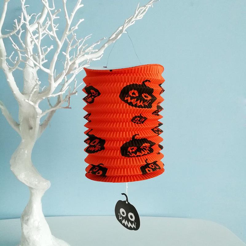 Halloween Pumpkin Ghost Lantern - Foldable Paper Decoration for Home or Bar