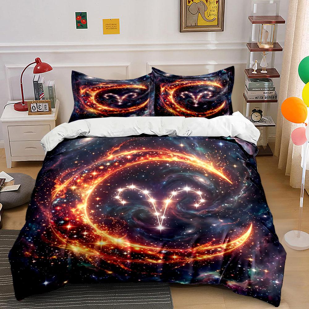 "Fiery Galaxy Aries Bedding Set" Bedding Duvet Cover Set Duvet Cover Pillowcases  (1 * Duvet Cover 2 * Pillowcases, without duvet insert)