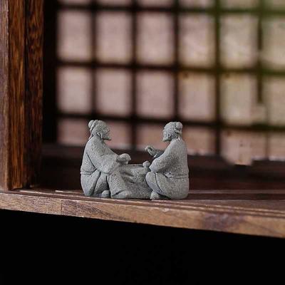 1PC Miniaturní krajinářské dekorace, Miniaturní figurky lidí Sochy čínského starce Hrají šachy Krajina Miniaturní bonsaje