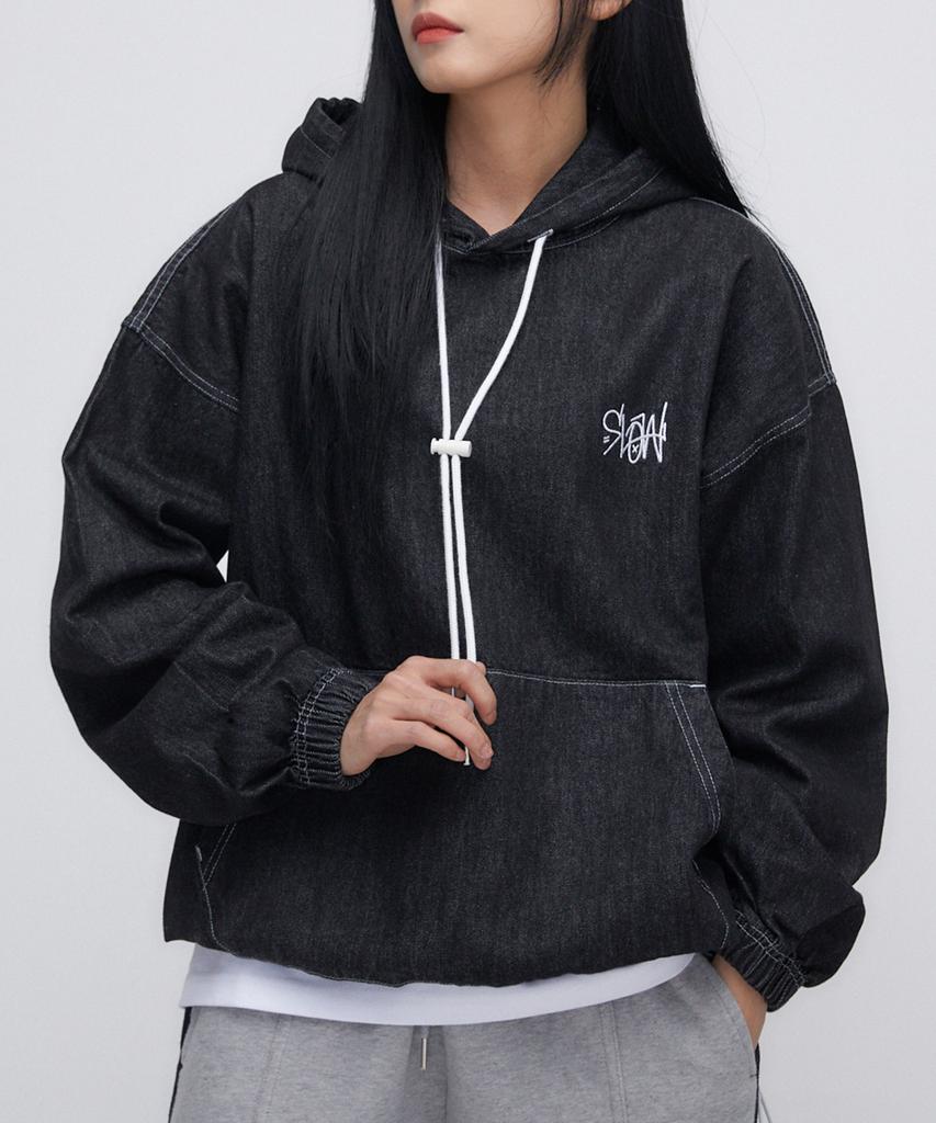 Denim Washed Hoodie_Black
