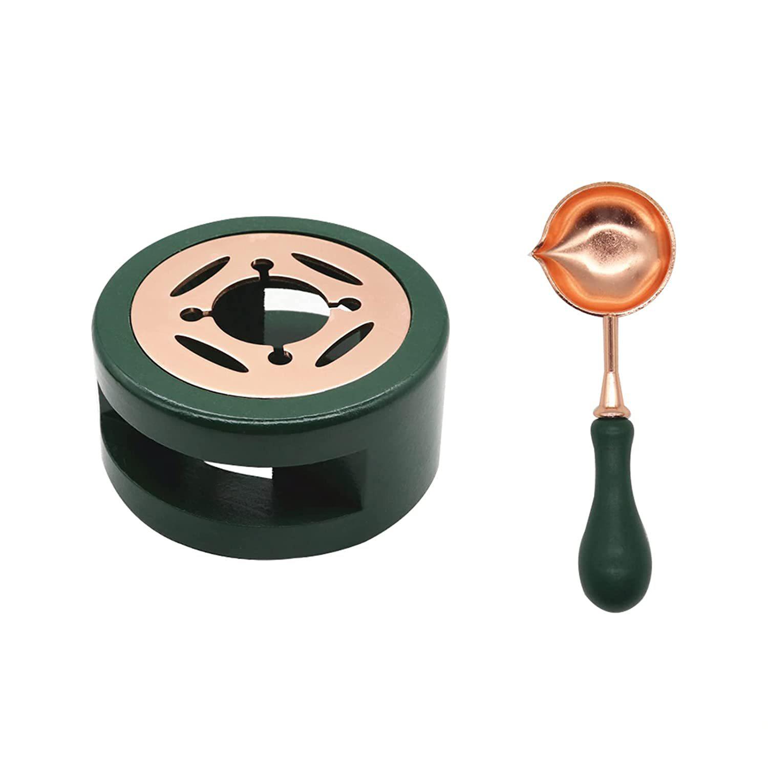 

2pcs/set Seal Wax Melting Furnace Tool, Rose Wood Wax Seal Warmer with Melting Spoon Kit, Melting Furnace Tool Stove Pot