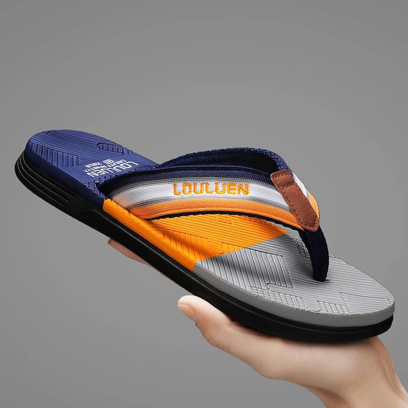 Yto Curtain Men's Summertime Flip Flops Summertime Beach Flip Flops Outside Daily Athletic Shoes Breathable Beach Slide Shoes Cm