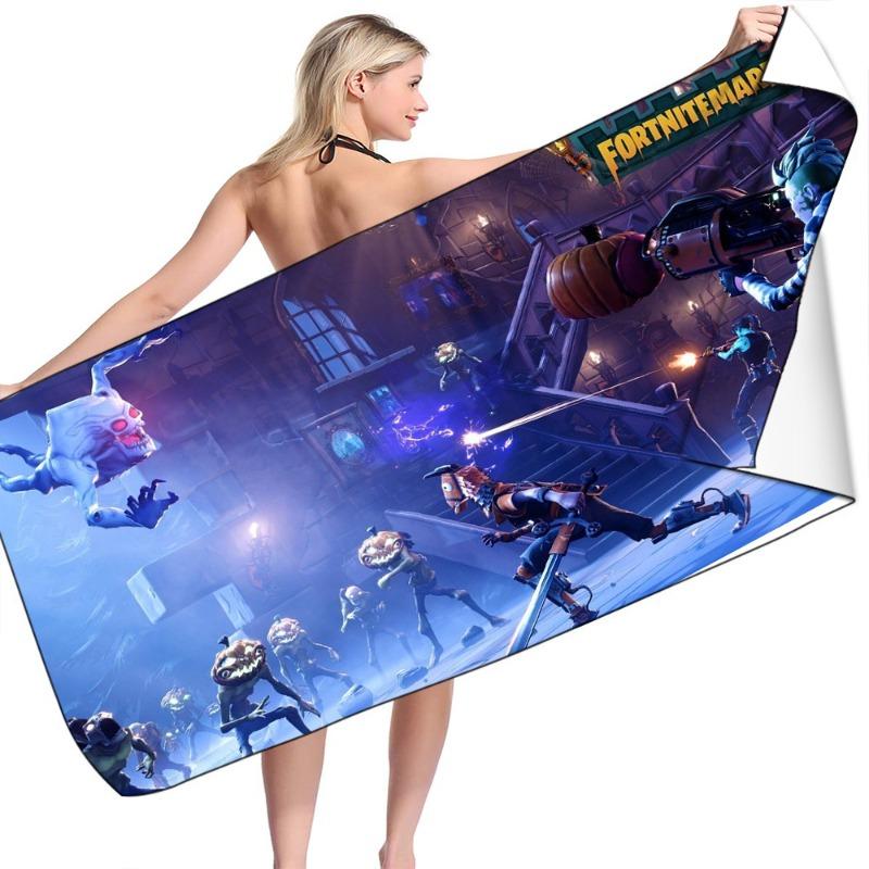 Fortnite Strandtücher Mikrofaser Badetuch Jungen Mädchen Sanft Tragbar Cartoon Bade Strand Spa Bademantel Waschkleidung Schnell Trocknend
