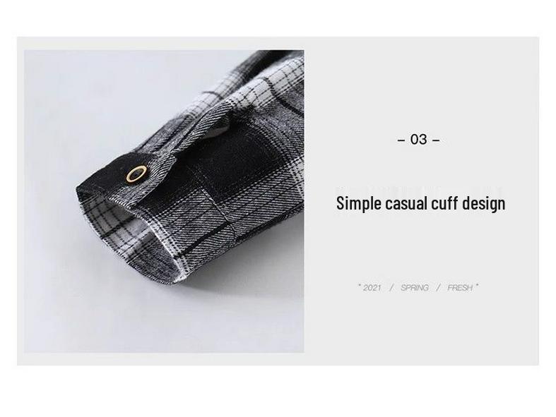 Boys' Plaid Long Sleeve Shirt Jacket, Spring & Autumn 2025, Korean Style, Trendy & Loose Fit for Big Kids.