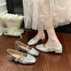 Französische Mary Jane Schuhe mit eckiger Spitze Damen 2025 neuer Sommer mit Rock sanfte kleine Lederschuhe vielseitige Schuhe mit dickem Absatz