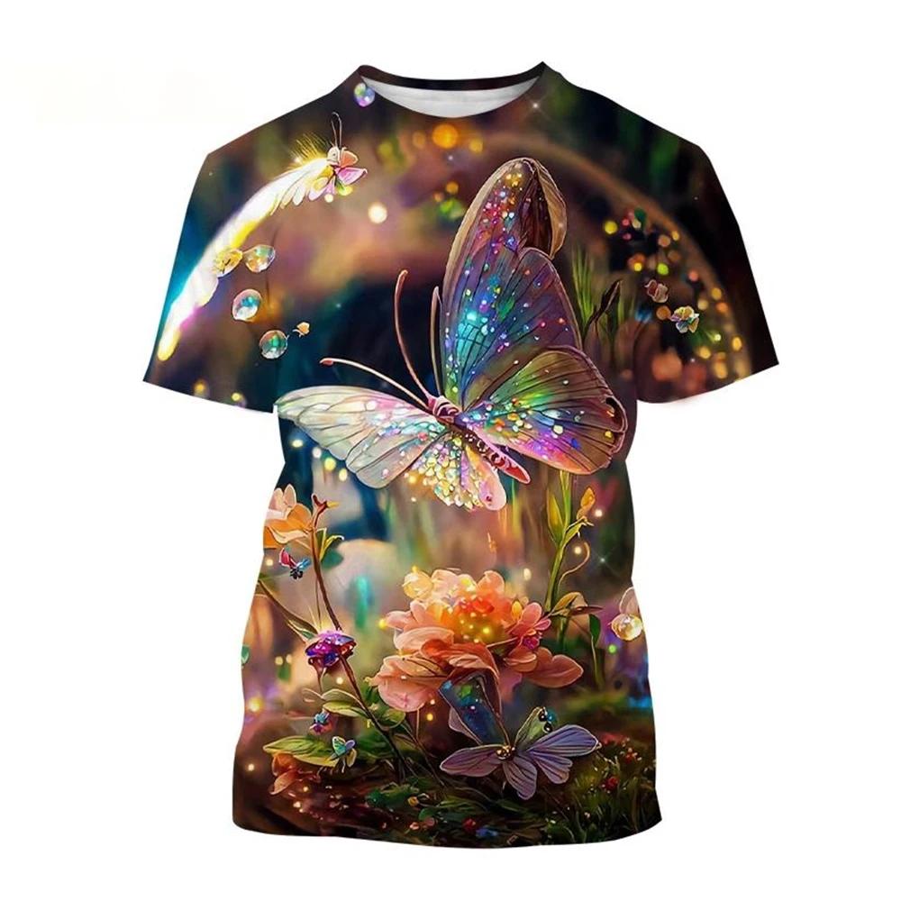 Hot Selling New Color 3D Printed Butterfly Animal T-shirt, Insect Butterfly Printed T-shirt, Men's and Women's Fashionable Casual Top