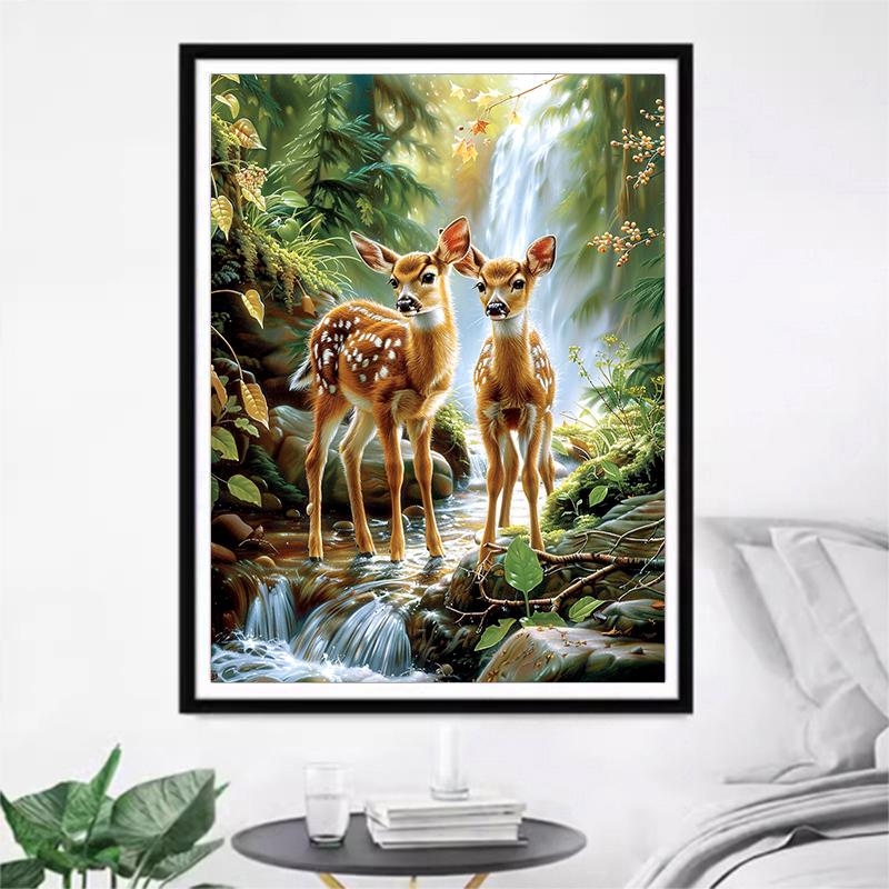 5d DIY Diamond Painting Cross Stitch Cute Little Deer Diamond Embroidery Animal Mosaic Full Round Drill Home Decor