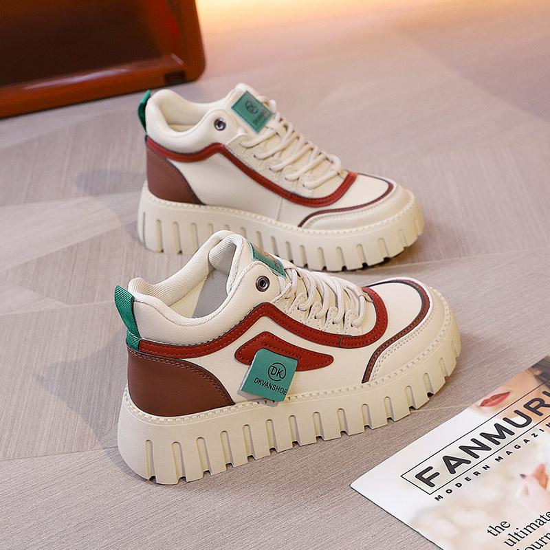 

Высокие туфли женские туфли 2024 новые осенне-зимние туфли на платформе с увеличенным голенищем повседневные универсальные спортивные туфли бархатные хлопковые туфли 35 красный