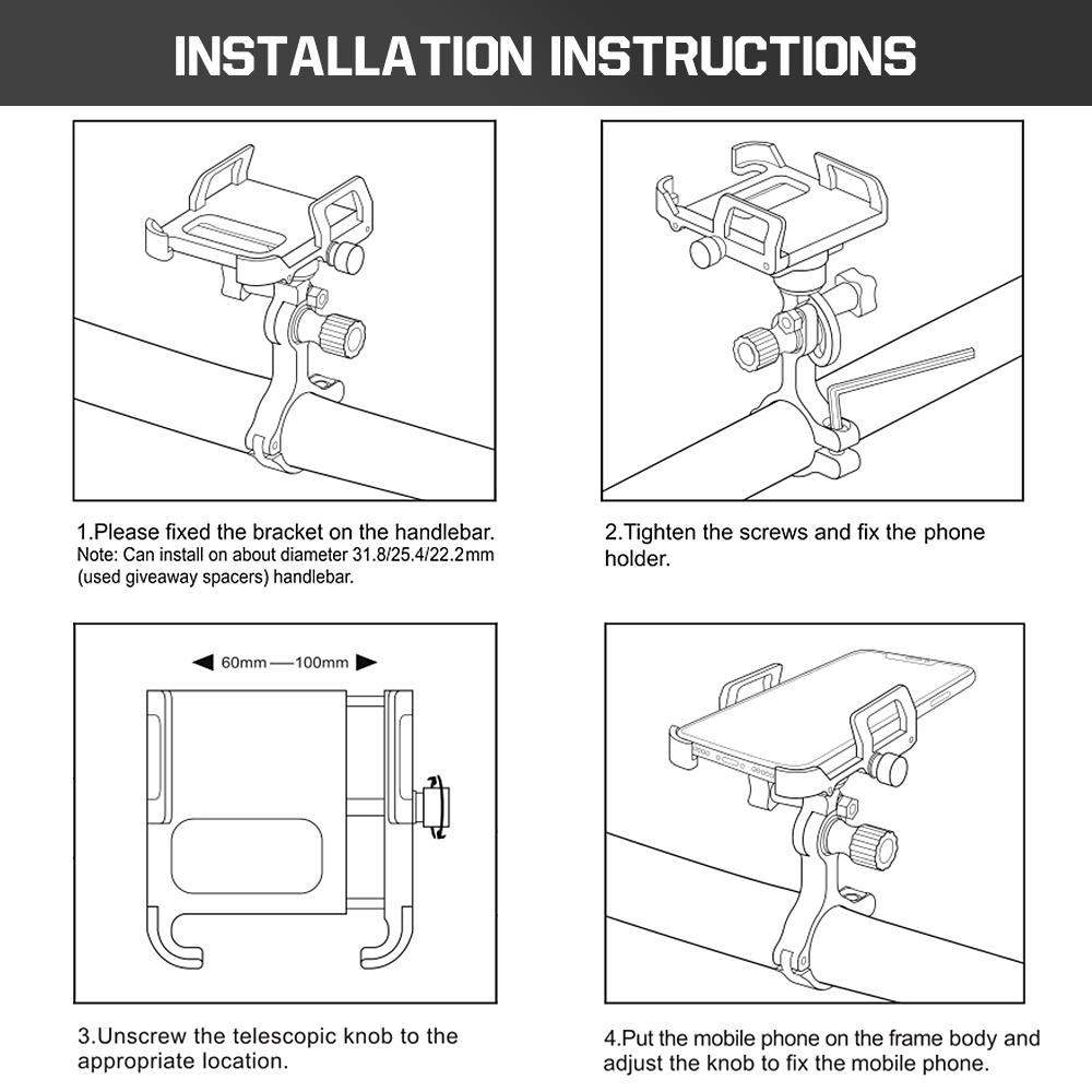 Aluminium Fiets Telefoonhouder 360 Graden Draaibaar Verstelbaar Anti-Slip Fietsen Fiets Stuur Telefoon