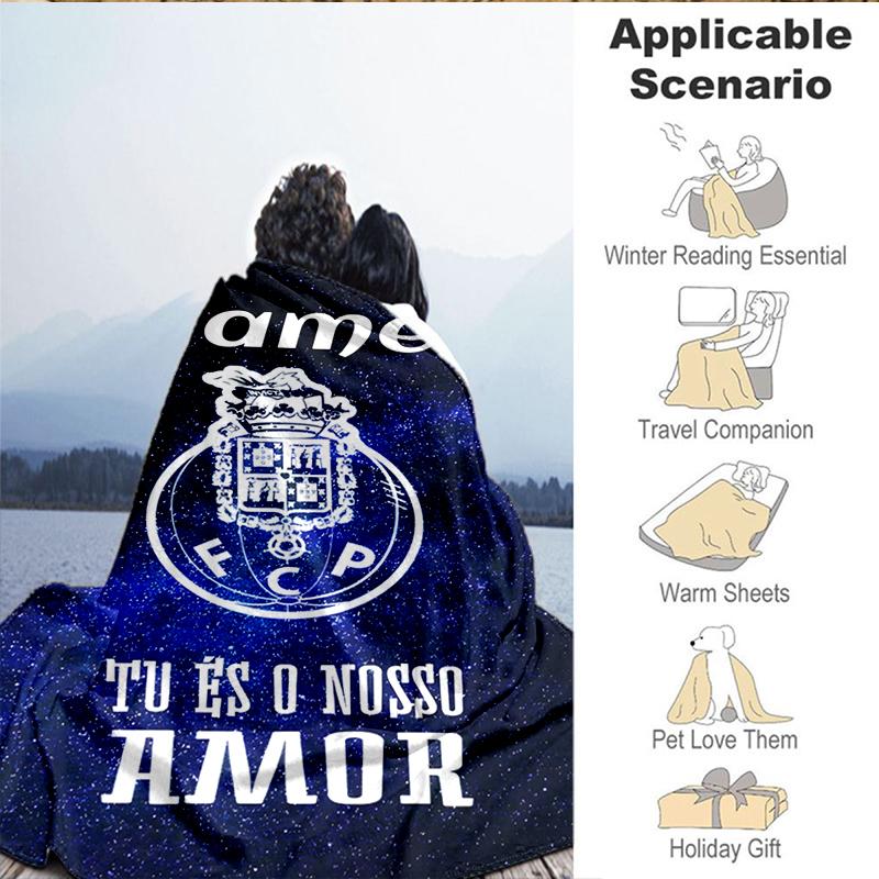 Custom Name Porto Love Crest Blanket Lightweight Ideal Bedding Blanket Perfect for Travel, Camping, Living Rooms, Sofas, Christmas gift