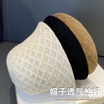 Plaid Knitted Bucket Fisherman Hat Women's New Summer Casual Versatile Sunshade Sunscreen Basin Hat