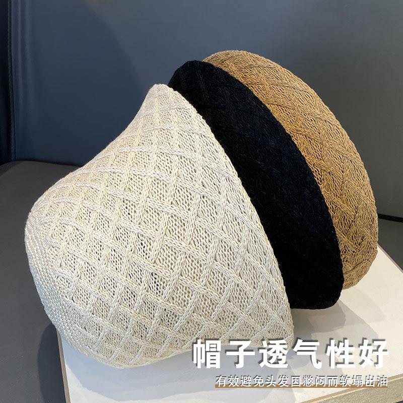 

Plaid knitted bucket fisherman hat women s new summer casual versatile sunshade sunscreen basin hat Adult (56-58cm) хакі