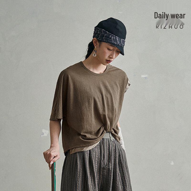 Rizhuo Women s Loose Asymmetric Pleated Knit Top M