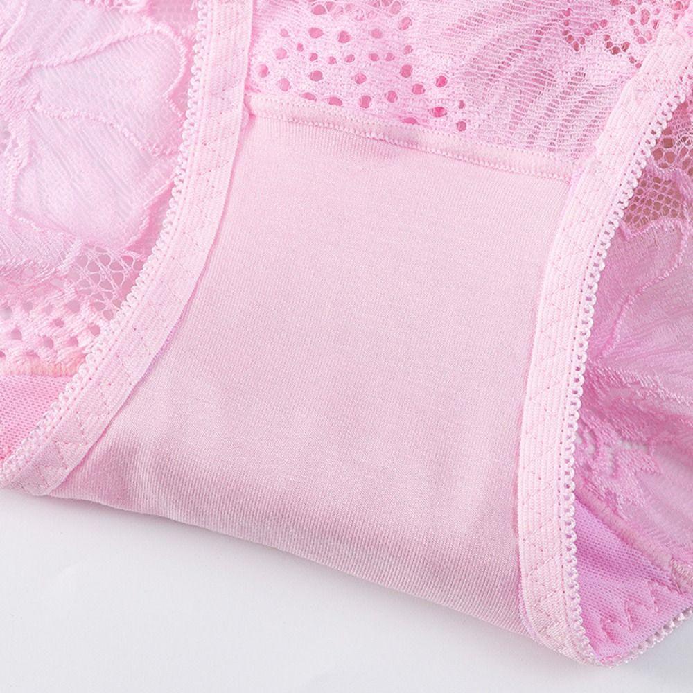 4PCS Mesh Transparent Lace Flower Panties Underpants Women Underwear Seamless Lace Briefs  Female