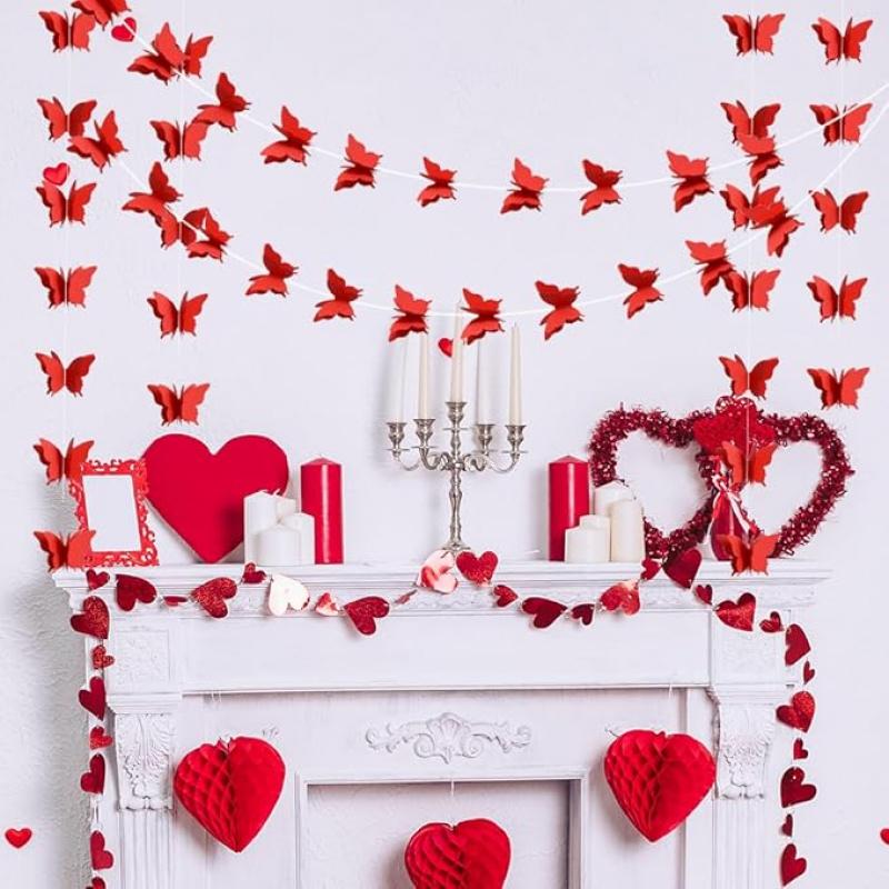 4pcs Wedding Butterfly Hanging Garland 3D Paper Bunting Banner Party Decorations for Bridal Shower Birthday  Party Home Decor