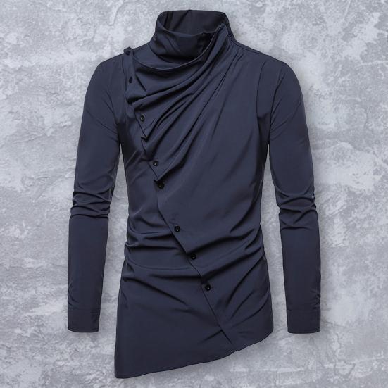 

Trendy Solid Color Thermal Close-fitting Individual Pure Men Tops for Daily Wear Shirt