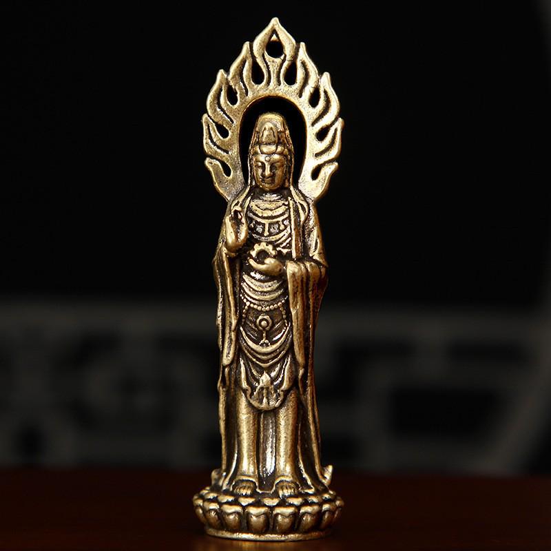 Brass Guanyin Figurine: Symbol of Luck, Wealth, and Peace for Home Decor