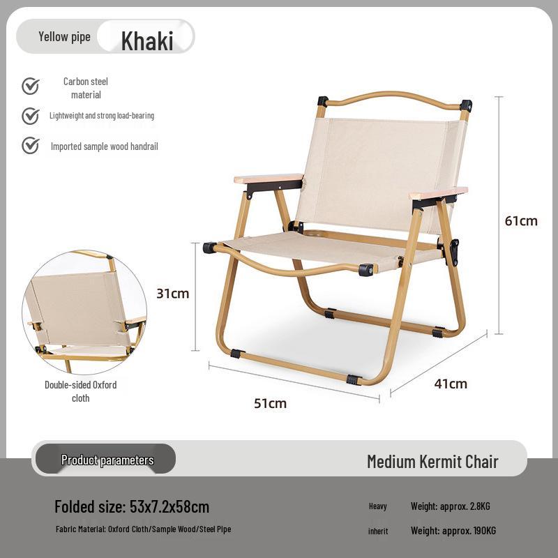 Carbon Steel Camping Folding Table & Kermit Chair Set - Metal Outdoor Roll-up