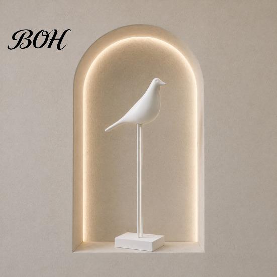 Black White Desk Accessories & Bird Figurine, Minimalist Modern Art Sculpture for TV Nordic Style Decorative Figures Cabinet Bookshelf Office