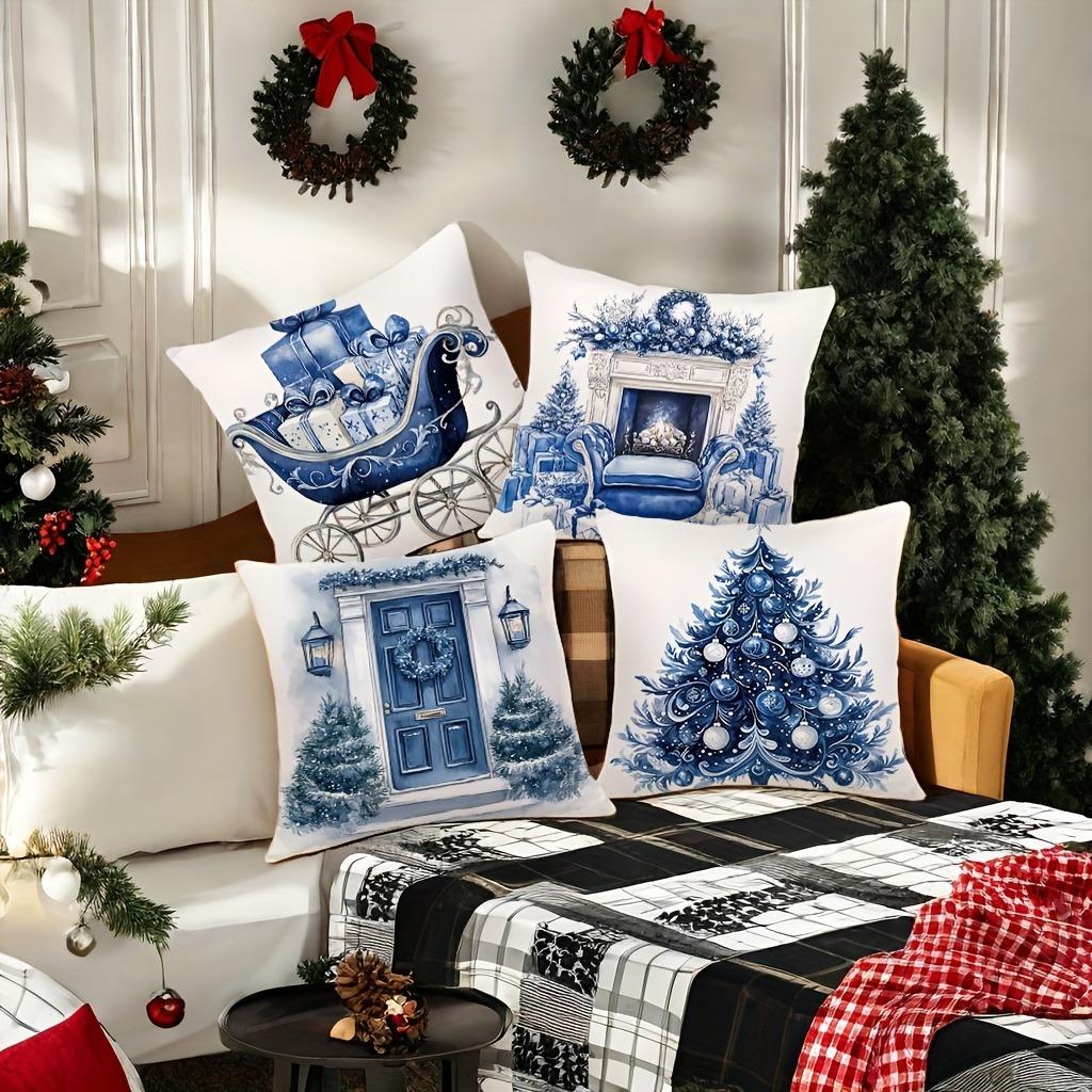 Christmas Decoration Pillowcase Fireplace Christmas Tree Gift Pillow Cover Sofa Cushion Suite Room Home Decoration Gift