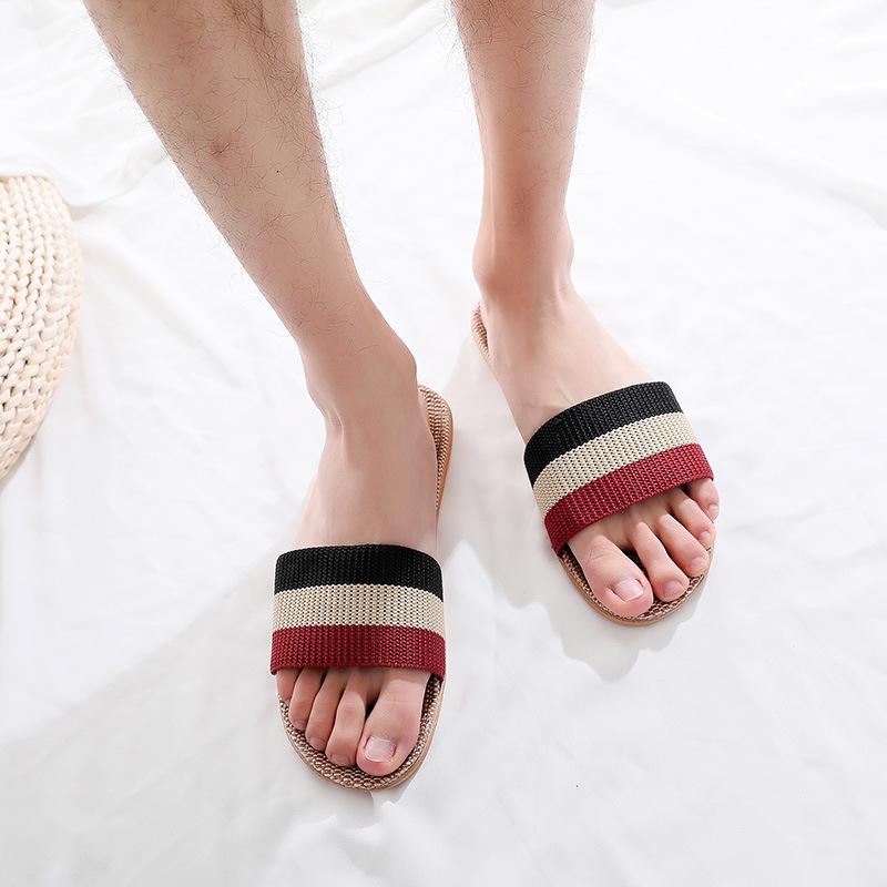 Cotton and Linen Non-Slip Home Slippers for Men and Women – Indoor Summer Slippers with Thick Bottom for Wooden Floors.