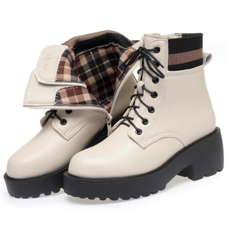 Women's Chelsea Boots Large Size 2023 New Genuine Leather Women Winter Shoes Boots Wool British Style Mid Boots Women