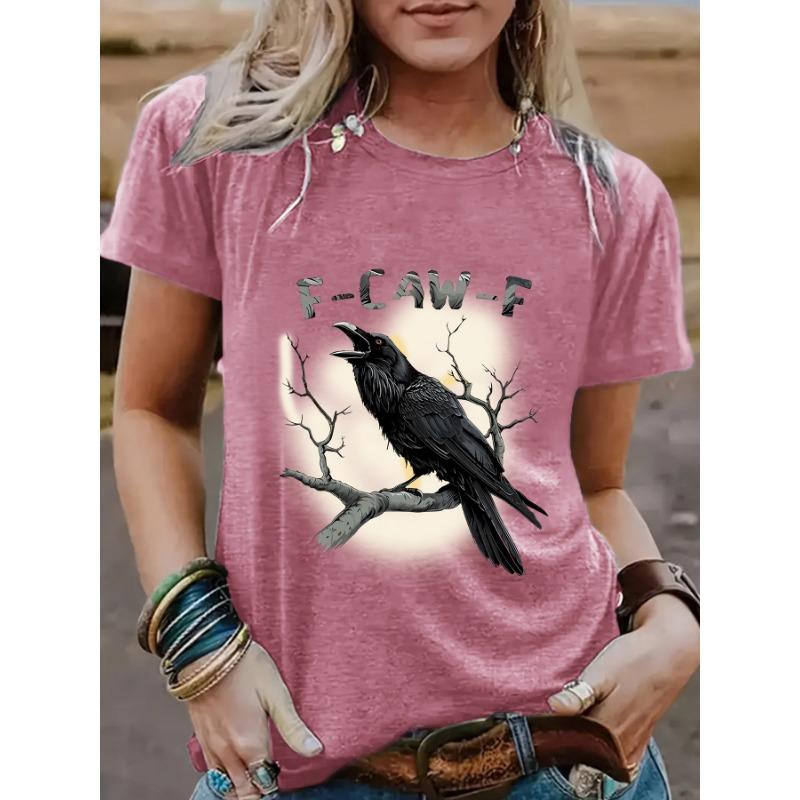 Women's Eagle Print Fashionable Loose Casual Short-sleeved Round-neck T-shirt