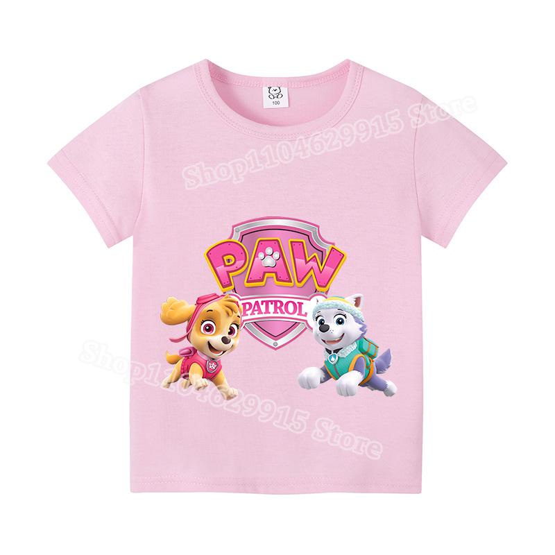 Girls' Fashionable Cute Tops Summer Breathable Clothing Birthday Gift Children's Gift Paw Patrol T-Shirt Cartoon Anime Skye Everest Character Print