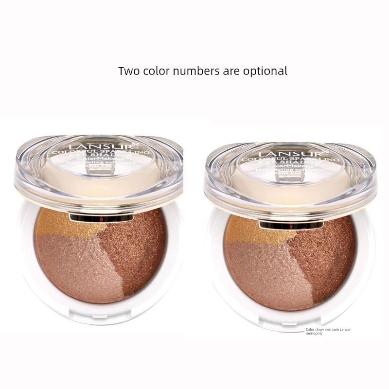 LANSUR Ryujing Gorgeous Eye Shadow Earth Color Baked Powder Color Sense Uniform Waterproof Three Colors Not Smudge Official Authentic Products