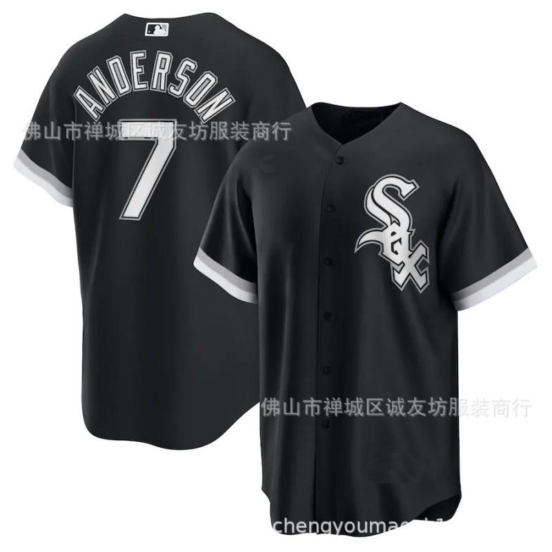 Chicago White Sox 7 Tim Anderson Camiseta de Béisbol para Aficionados Unisex Mezcla de Algodón Camiseta de Rendimiento Ropa Deportiva