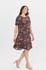 Women's Big Size Dress Floral Patterned Viscose Basic Short Sleeve Dress