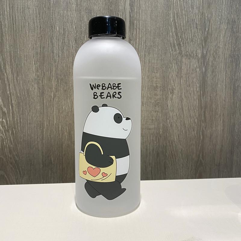 1000ML Portable Large Cartoon Water Bottle Panda Cute Bear Frosted Straw Mug Food Grade Heat Resistant Good Feeling Water Bottle