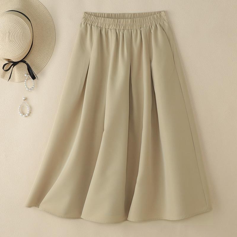 ZANZEA Gonne lunghe larghe larghe tinta unita in vita elastica casual da donna
