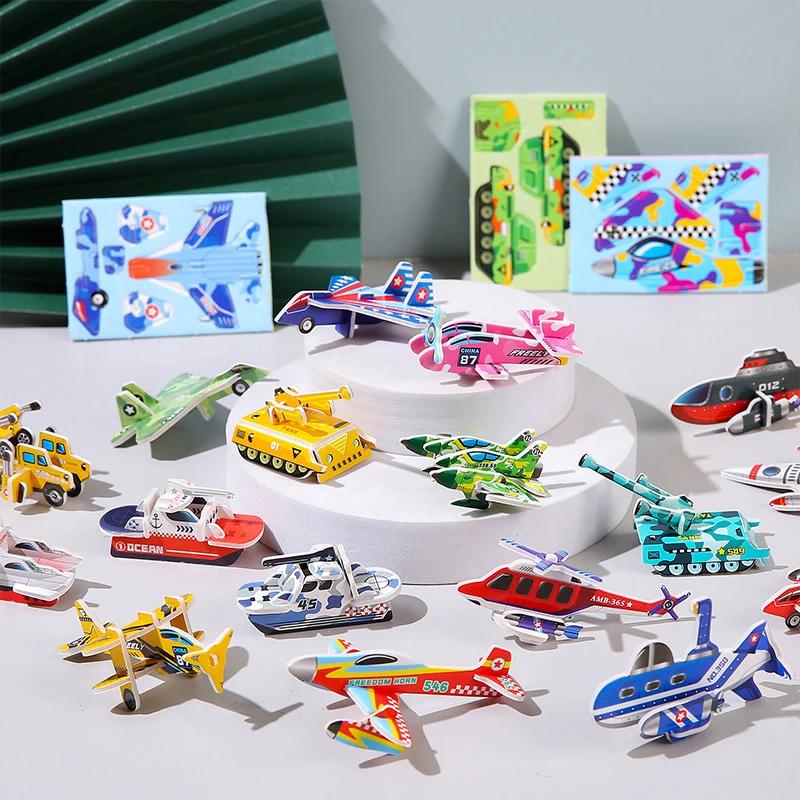 30Pcs DO IT YOURSELF Cartoon Mini Aircraft Tanks Insects Animal Model Children's Creativity Jigsaw Puzzle Learning Playthings Children Birthday Gift