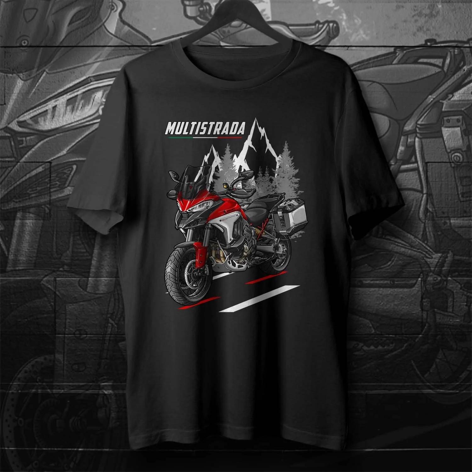 

20212024 Модели Италия Multistrada V4 Мотоцикл Футболка 100% Хлопок Круглый вырез Короткий рукав Летняя Повседневная Мужская футболка Байкер Уличная одежда S