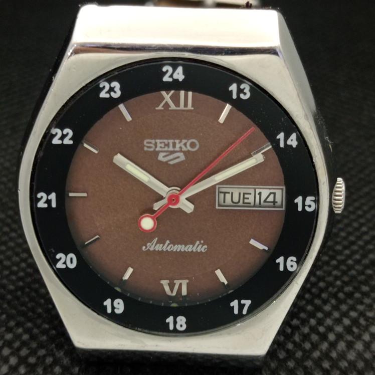 USED VINTAGE SEIKO 5 AUTOMATIC 6309A JAPAN MENS D/D BROWN WATCH 608i-a316860-2 SKU608i-a316860